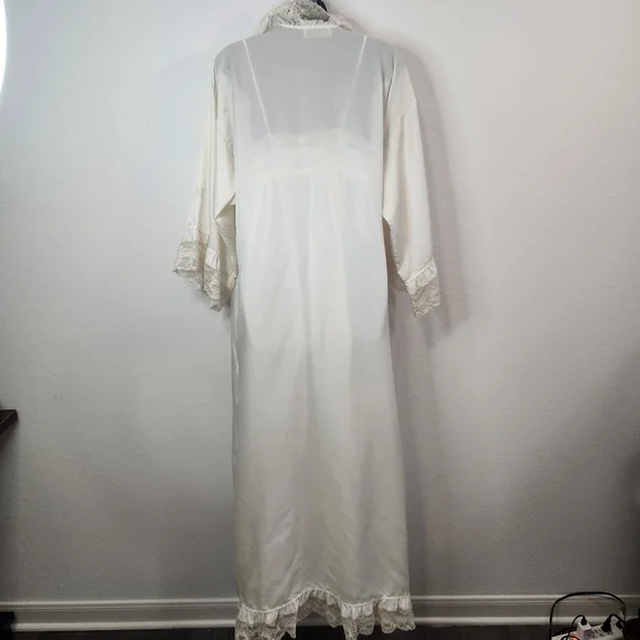 Vintage 80s Givenchy Cream Slip Dress Robe Set Peignoir